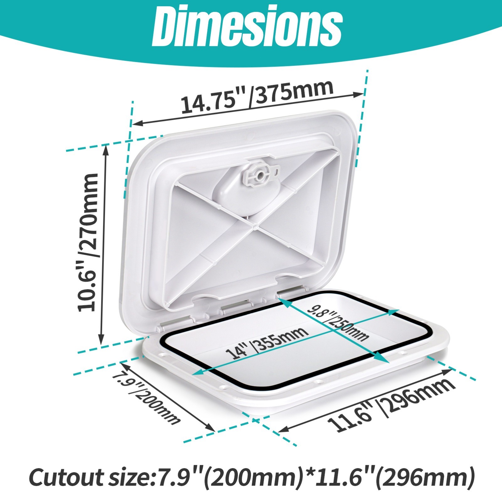 Marine Deck Access Hatch 15″ White Rectangle Boat Hatch Lid Cover