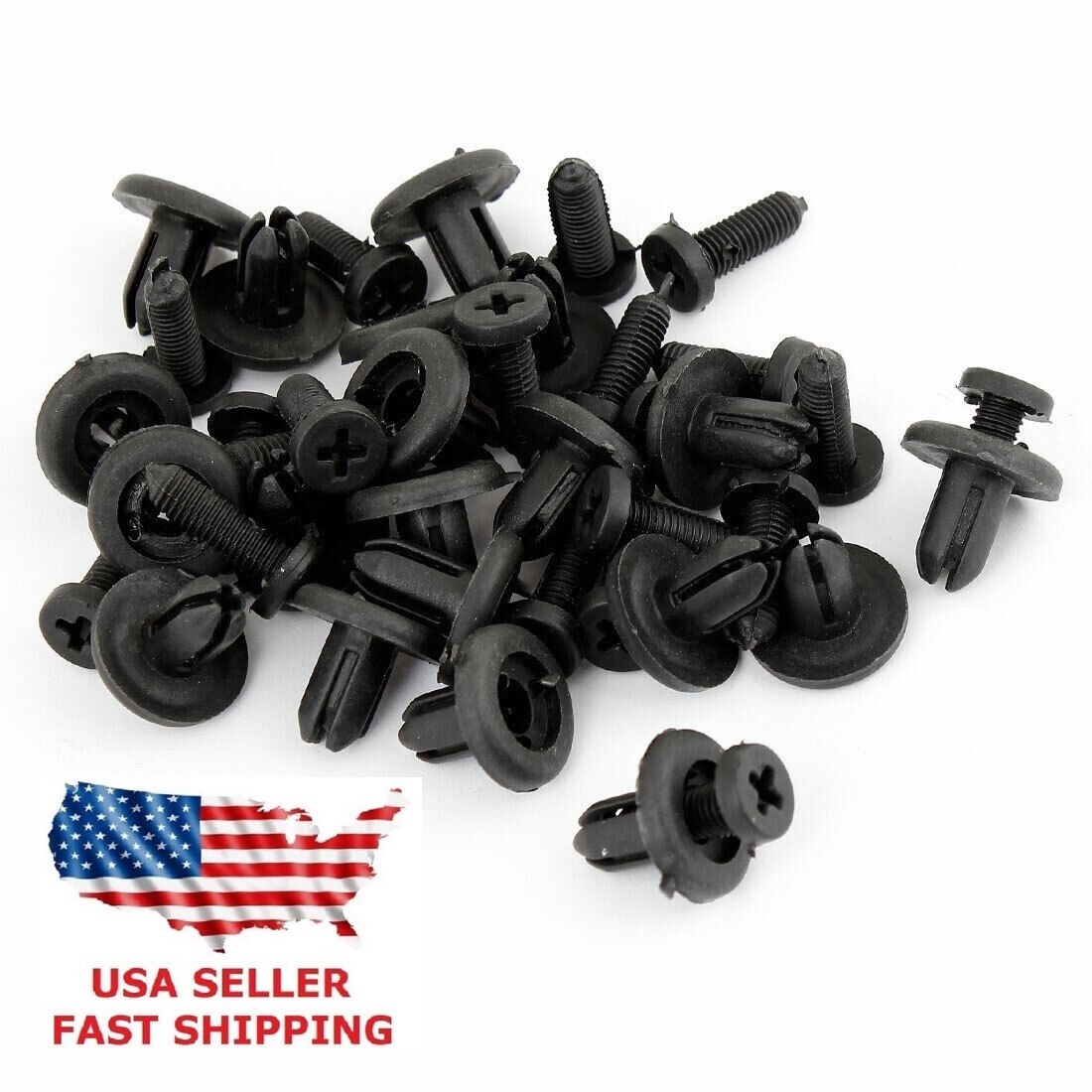 20PCS 7mm Hole Plastic Push Screw Rivet Panel Fixings Clips Black for Car Auto