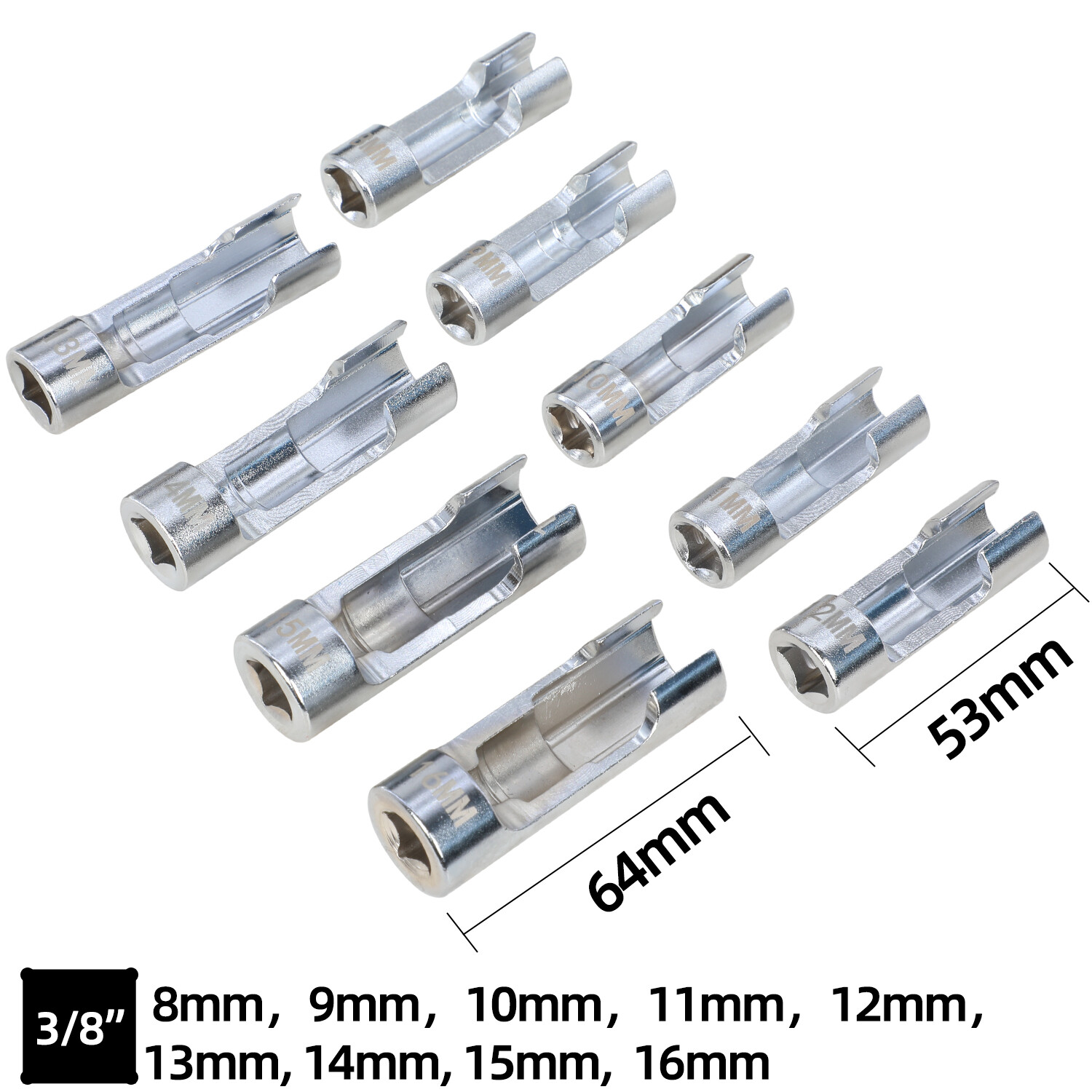 8-22mm Strut Nut Socket Set 14PC Fuel Line Socket Wrench for Diesel Injector