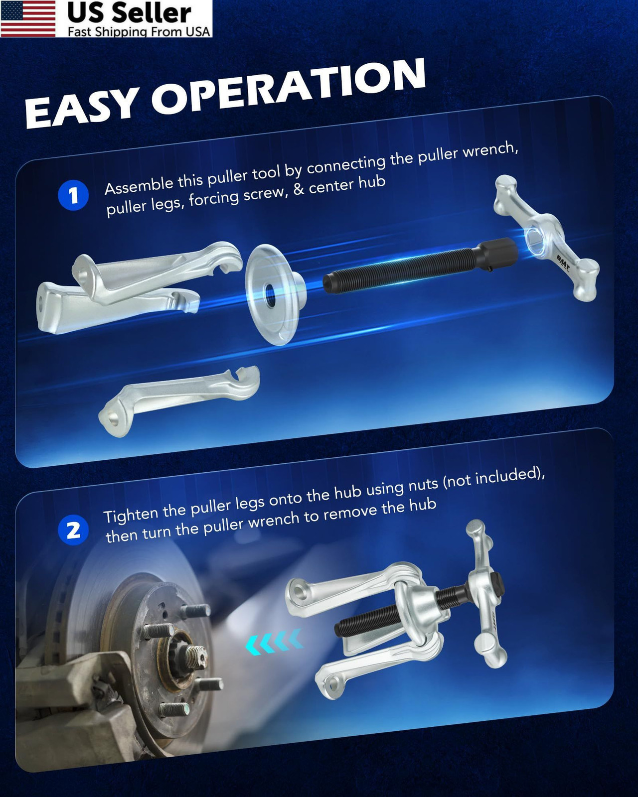 Orion Motor Tech Universal Hub Puller 7.6 in. Maximum Bolt Circle, sliver