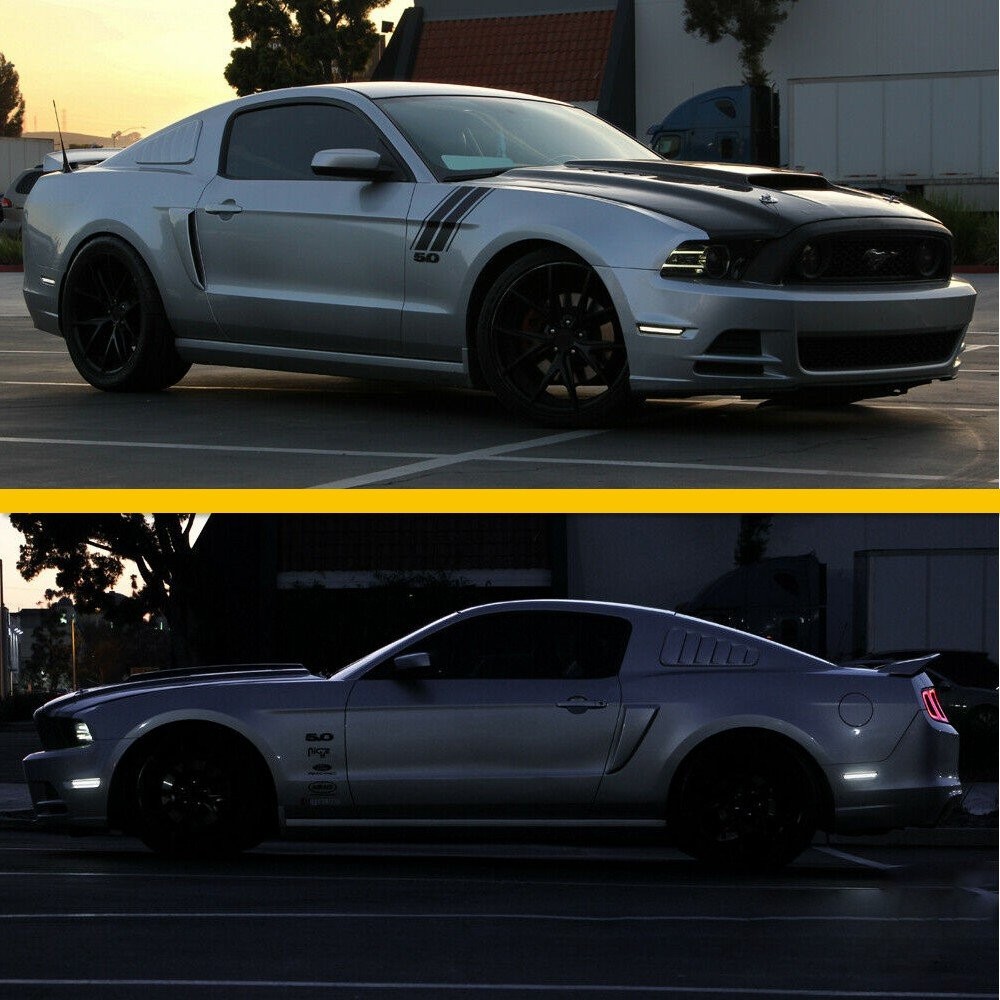Side Marker Lights Smoked Lens For Ford Mustang 2010-2014 Front & Rear LED/Clear