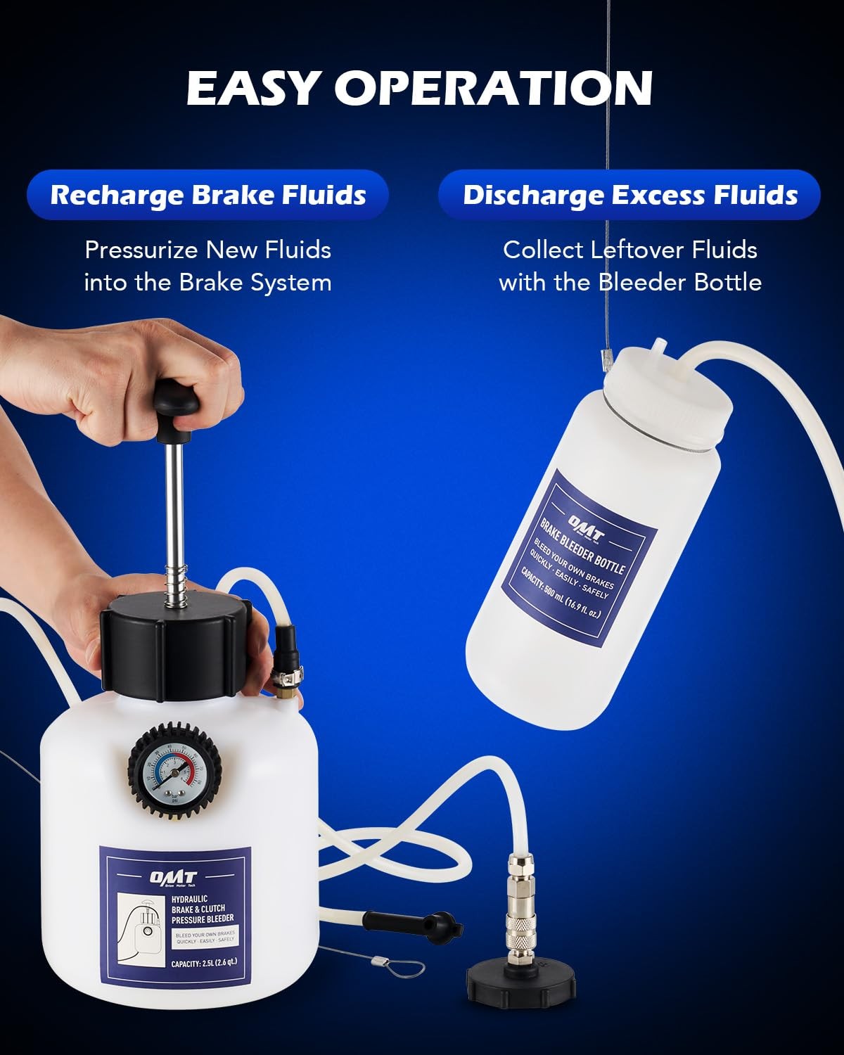 Orion Motor Tech Pressure Bleeder, 2.5L 49.5mm Adapter, blue&white