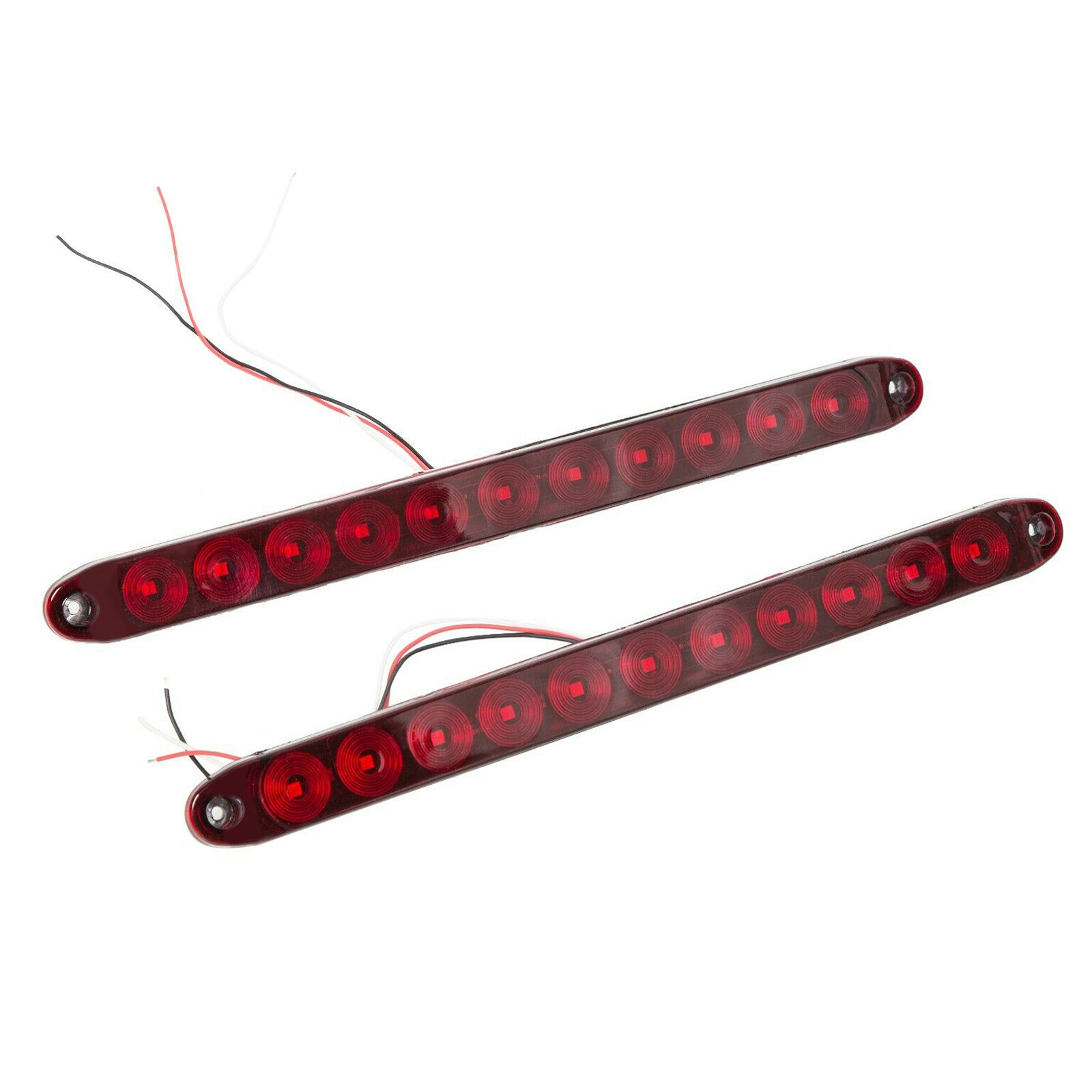 2×16″ 11 LED Red Sealed Truck Trailer Brake Stop Turn Tail Submersible Light Bar