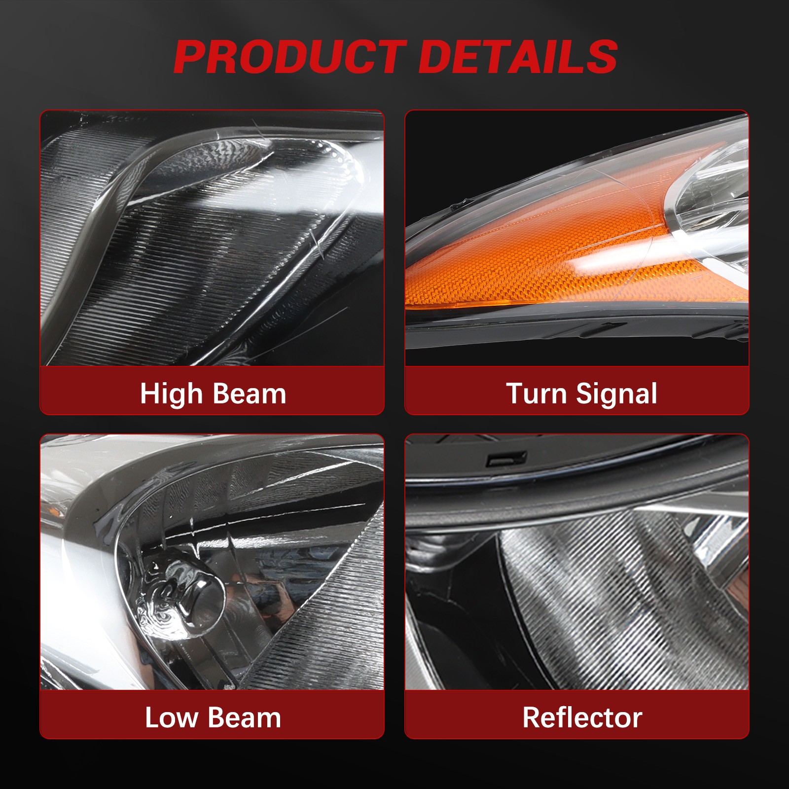 1 Pair Headlights Headlamp For 2011-2013 Hyundai Elantra HY2503161, HY2502161
