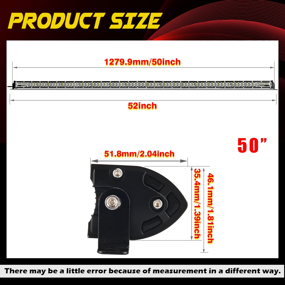 52″ LED Work Light Bar+4″ Light Pods+Mounting Bracket For Jeep Wrangler JK 07-18