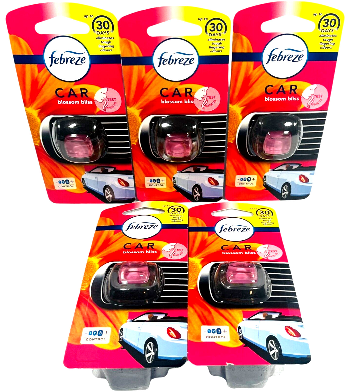 Febreze Car Vent Blossom Bliss Smell Last Up To 30 Days – LOT of 5