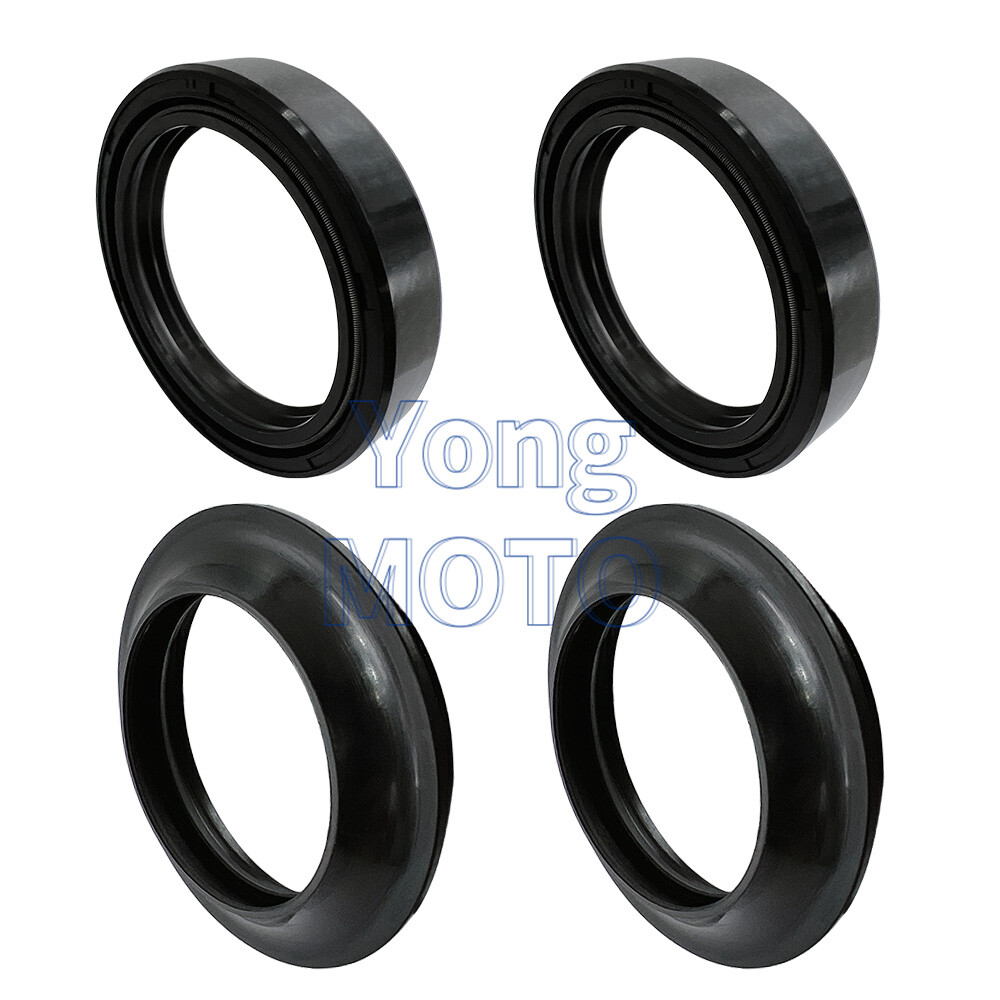 4pcs 43x55x10 Motorcycle Front Fork Damper Shock Oil Seal & Dust Seals Kit Black