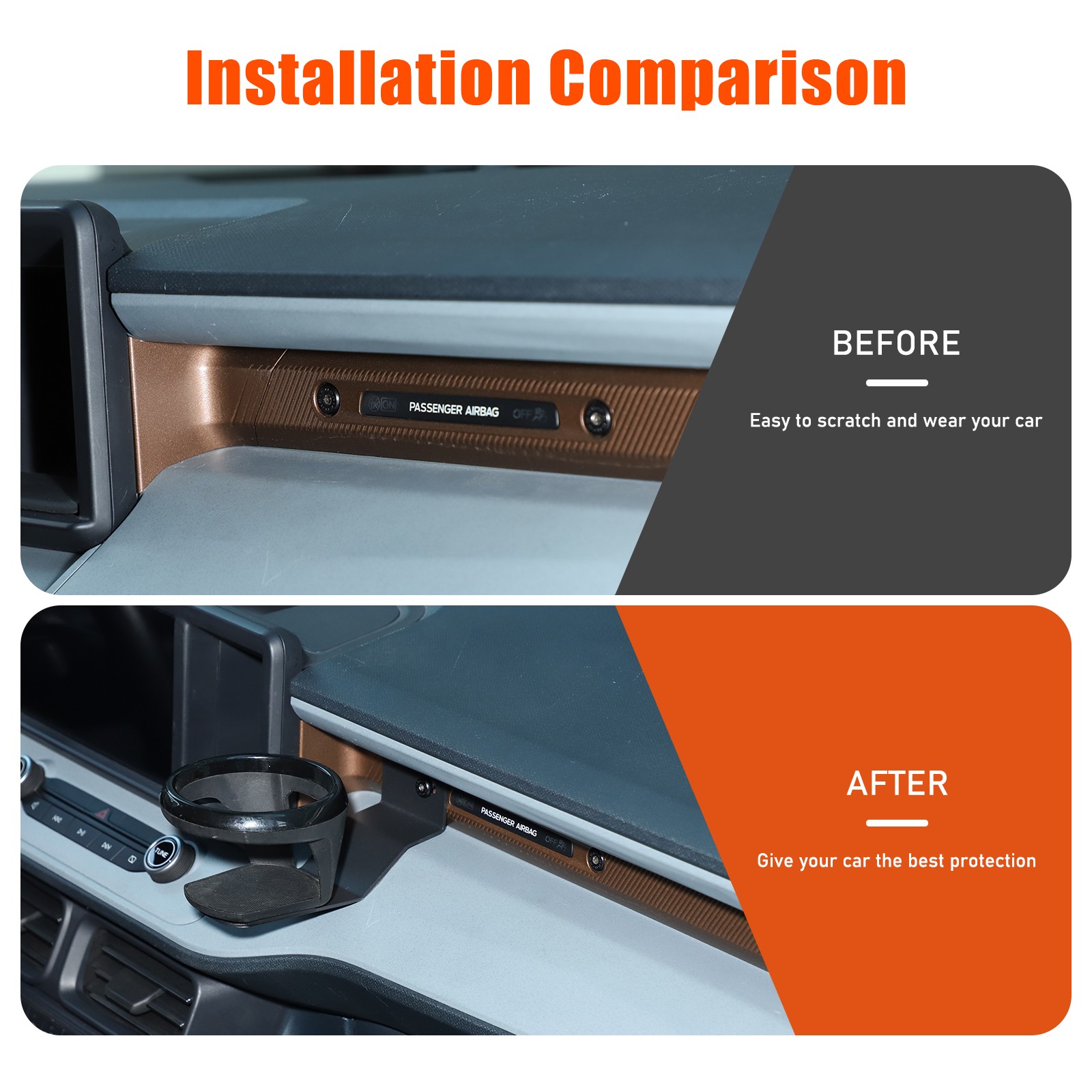 Navigation Screen Right Cup Holder Carbon Steel+ABS Black For Ford Maverick 22+