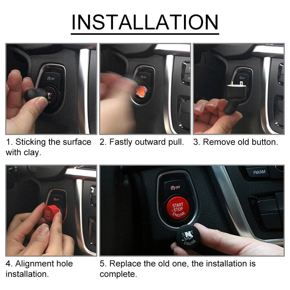 Black Engine Start Stop Push Button Cover Trim For BMW F20 F23 F30 F32 F10 F12