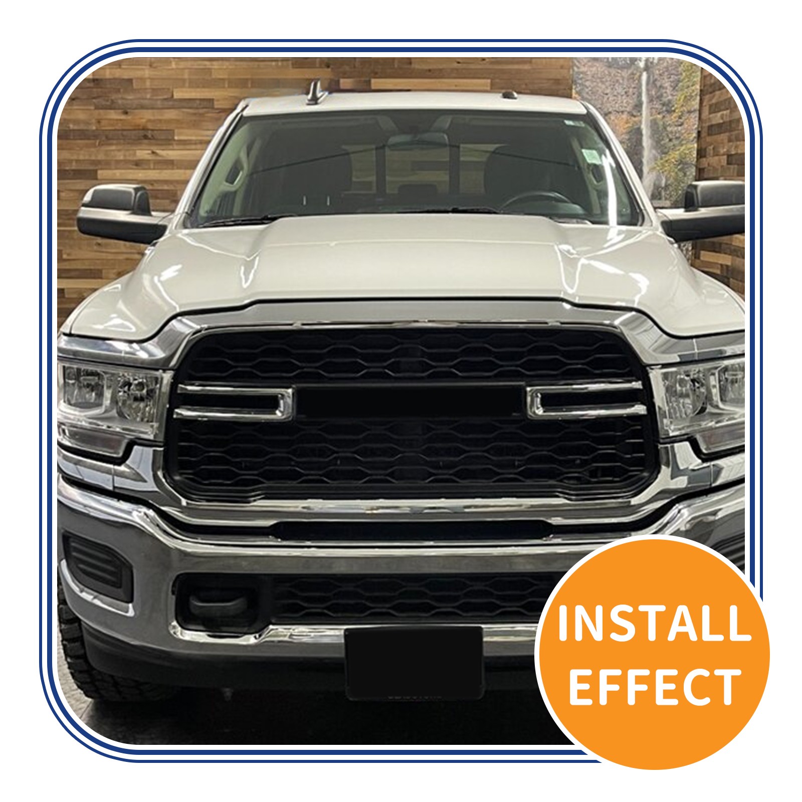 Matte Black & Chrome Front Bumper Grille Grill Fit For 2019-2024 RAM 2500 3500