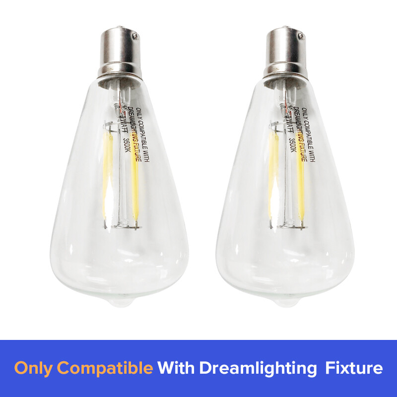12V Pair LED Edison Bulb 3W 150 Lumens Warm White 3500K Pendant Light Global