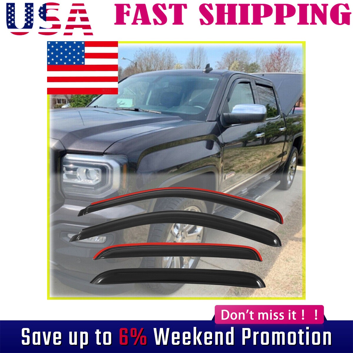 In-Channel Window Visor Vent Shade for 07-13 Silverado Sierra 1500 2500 /