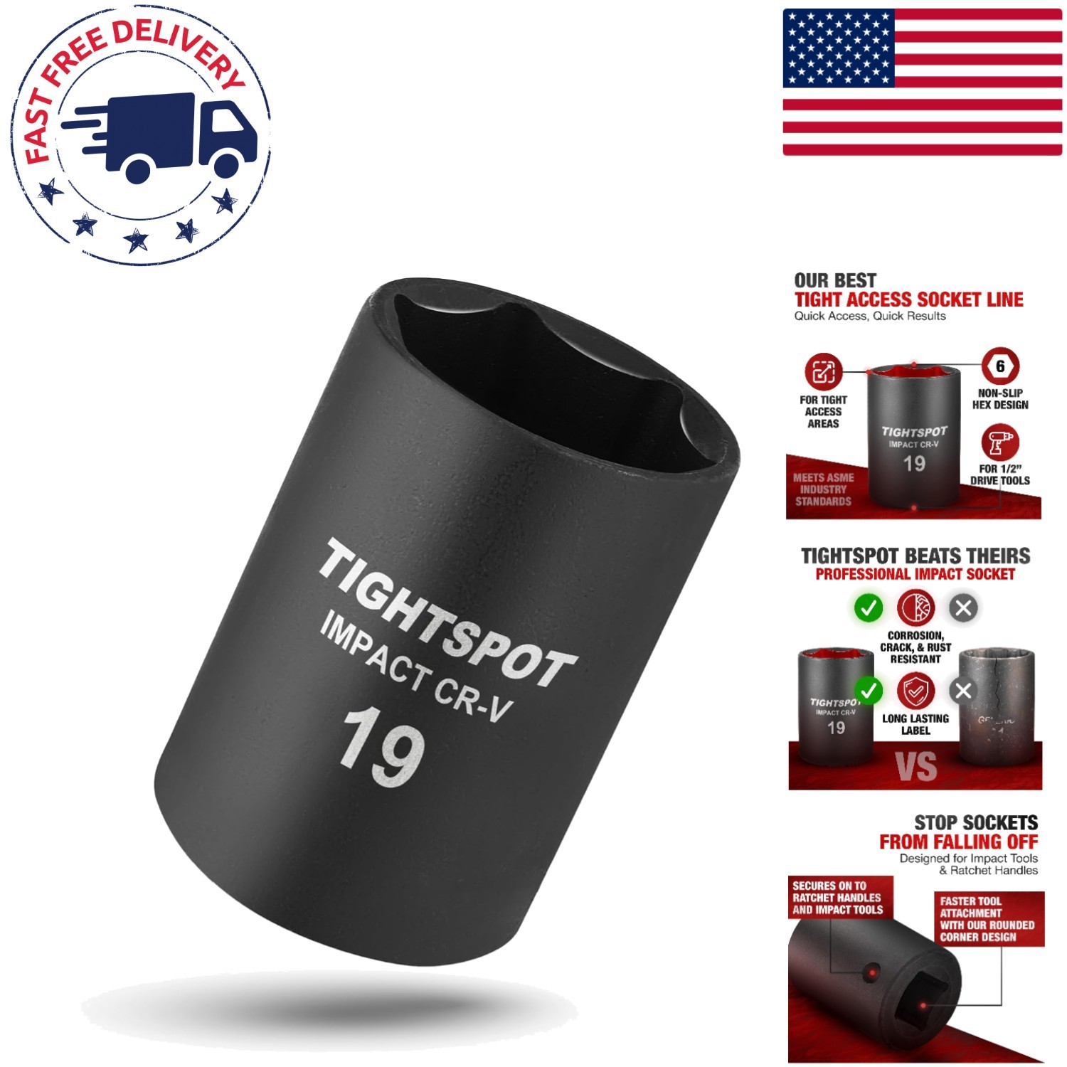 Lightweight 1/2″ Drive 19mm Impact Socket – Chrome Vanadium Steel Excellence