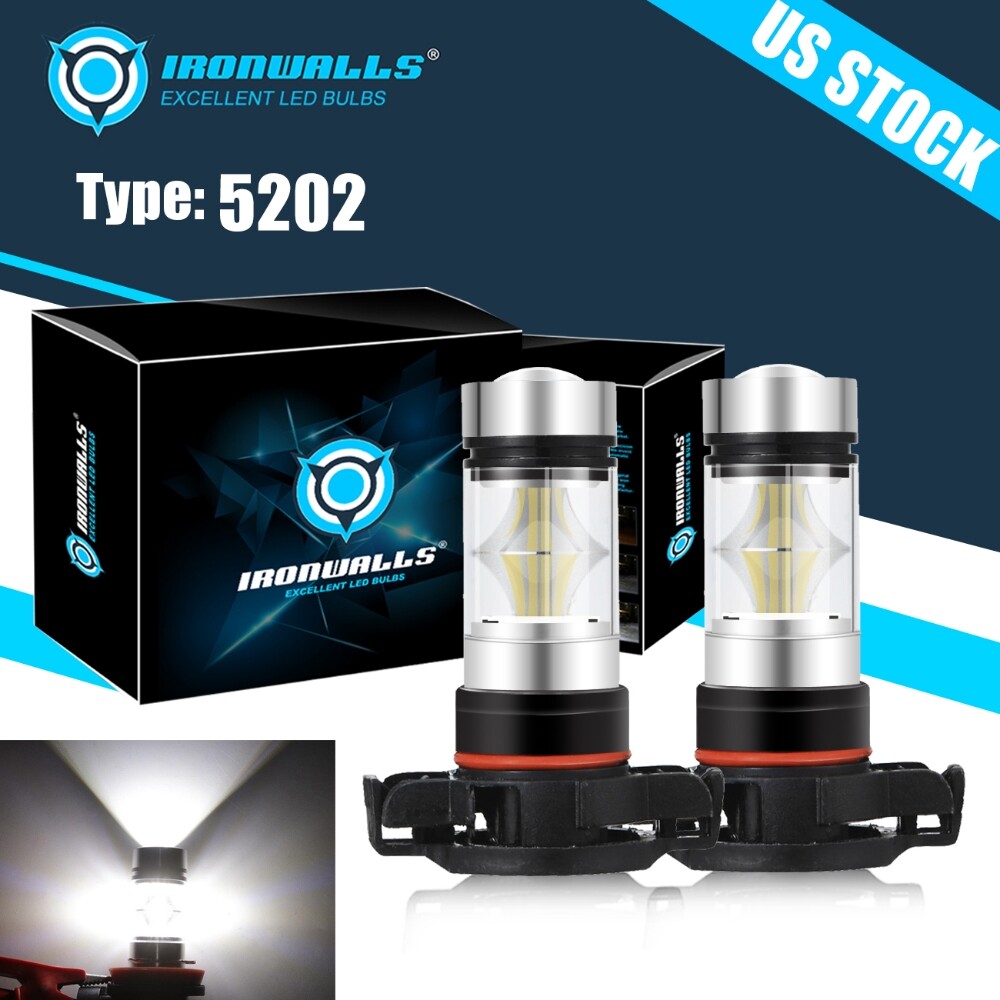 5202 LED Fog Light Bulbs For Chevy Silverado 1500 2500HD 2007-2015 6000K White