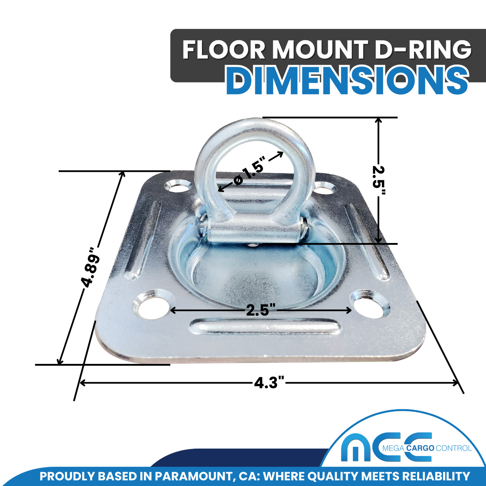 4 Pack Zinc Plated Recessed Floor D Ring Enclosed Trailer Flatbed Truck Tie Down