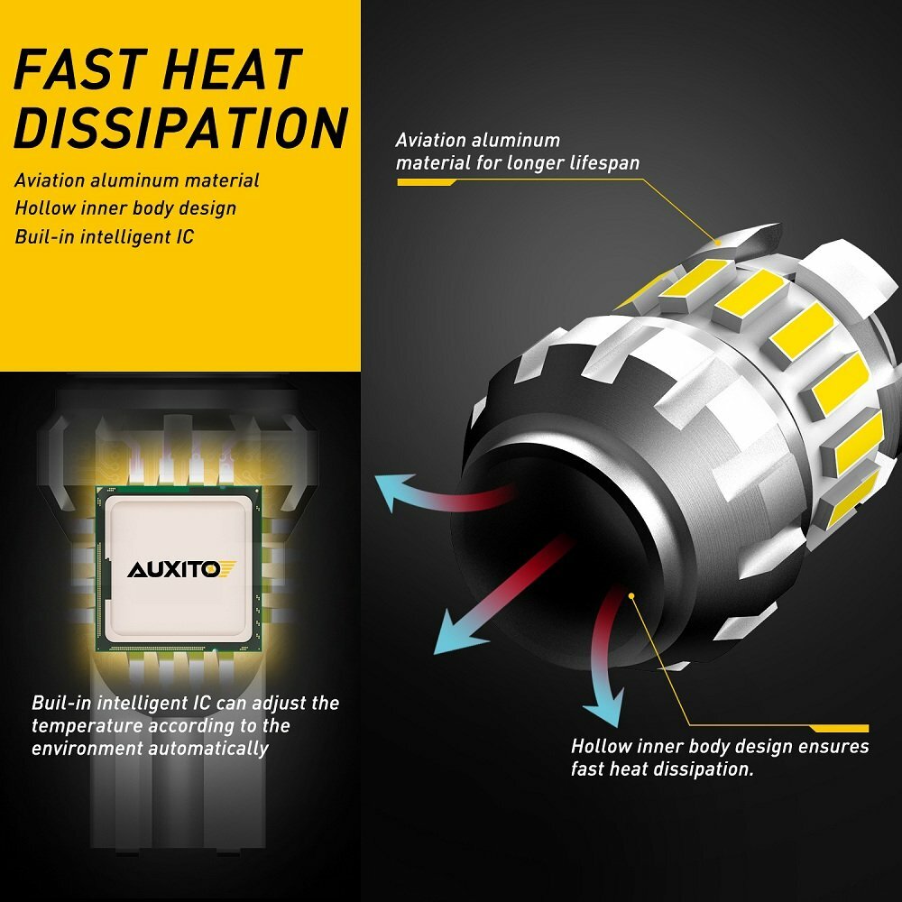 AUXITO 921 912 LED Reverse Backup Light Bulb 2400LM 6000K Super Bright T15 EOH