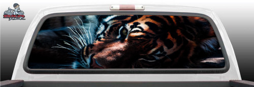 Lying Tiger Abstract Tattoo Graffiti Art Rear Window Graphic Decal Perf Truck