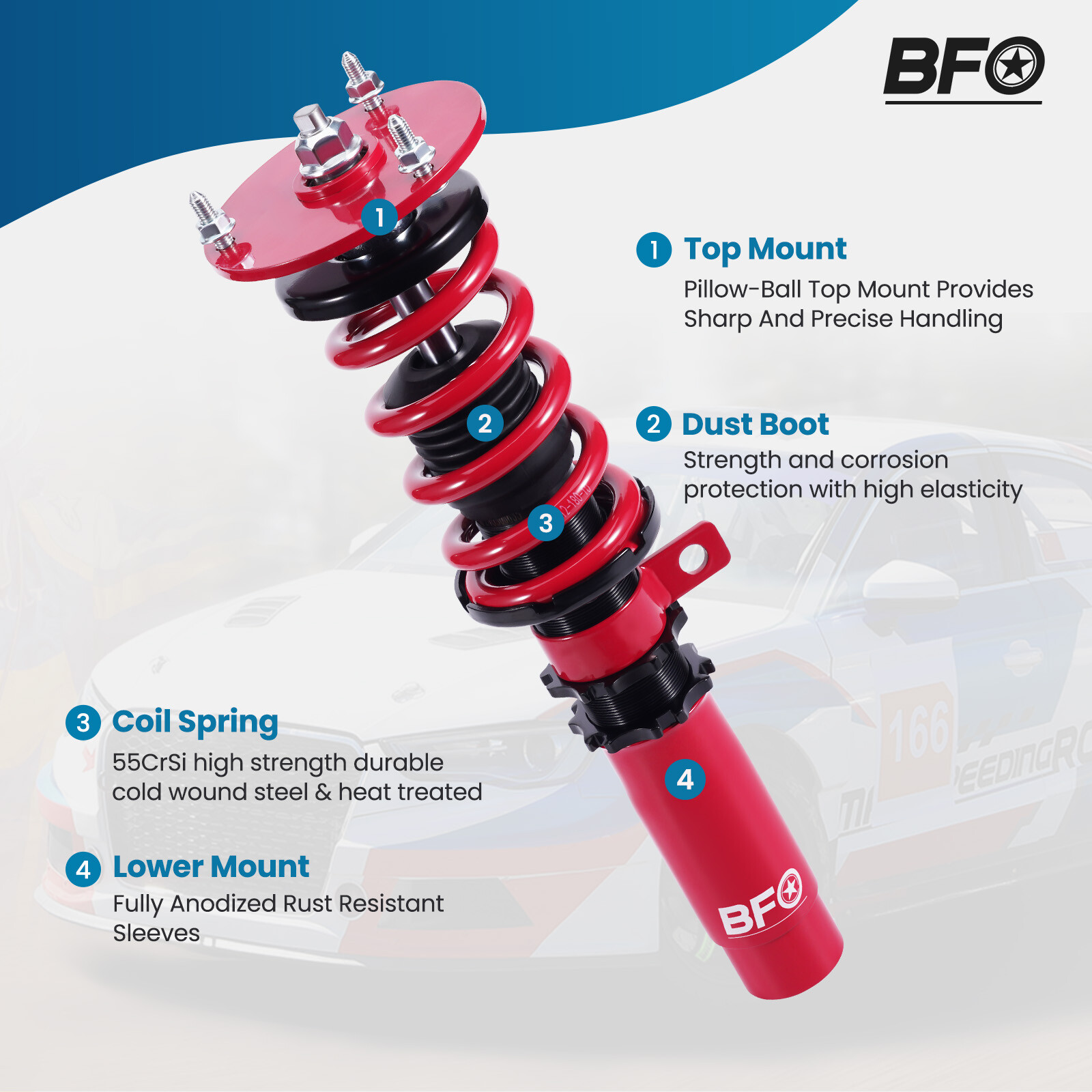 BFO Coilovers Kit for BMW Z4 (E85) 2003-2009 Adj. Height Shock Absorbers Strut