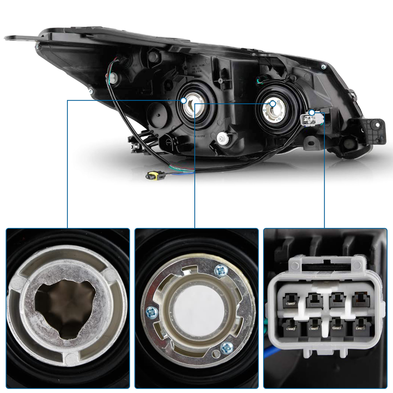 pair Halogen Headlight Black Housing Left & Right For 2014-2016 Subaru Forester