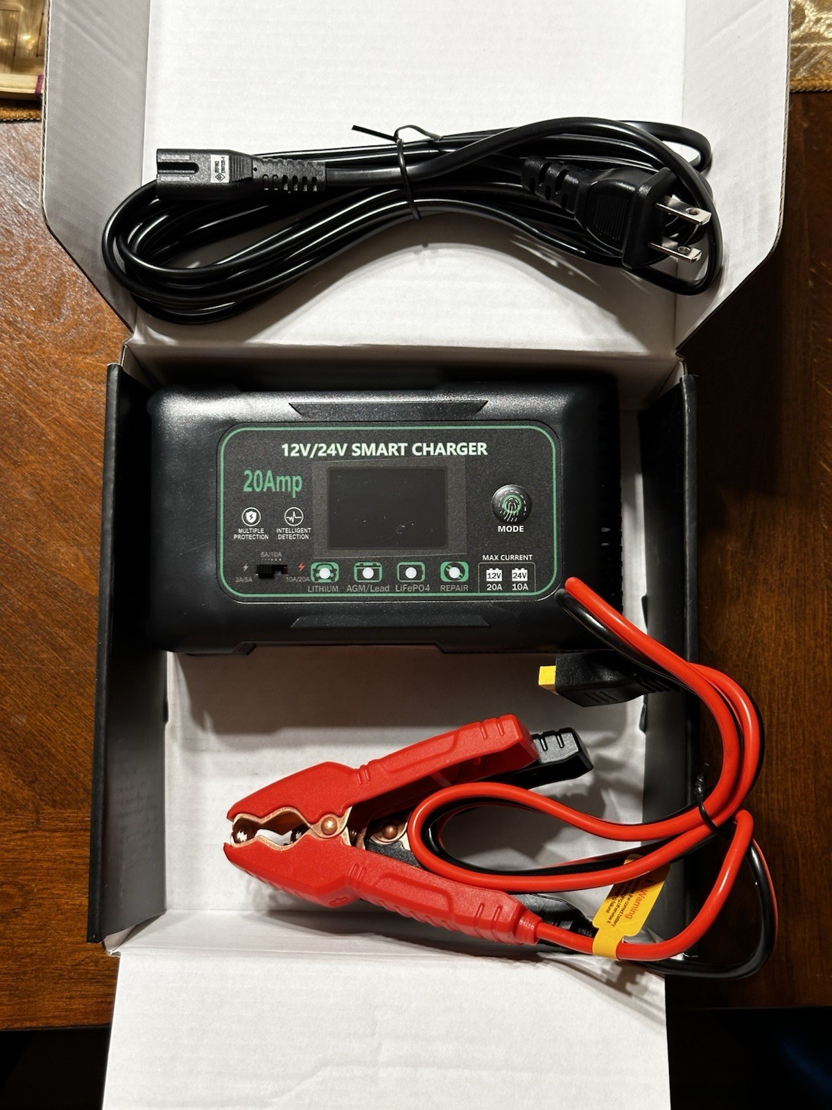 ✅ New 20-Amp Smart Battery Charger 12V/20A & 24V/10A Lithium Lifepo4 Lead-Acid
