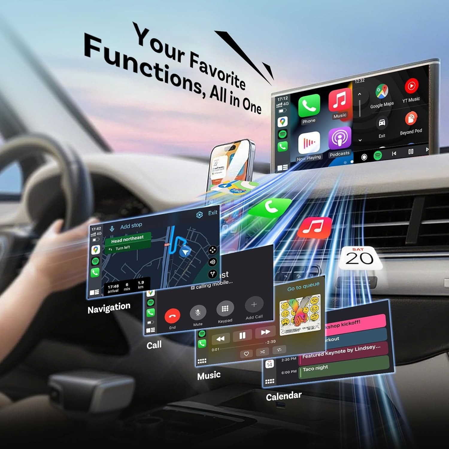 2 in 1 Wireless Apple CarPlay/Android auto Wireless Adapter for Android & Apple