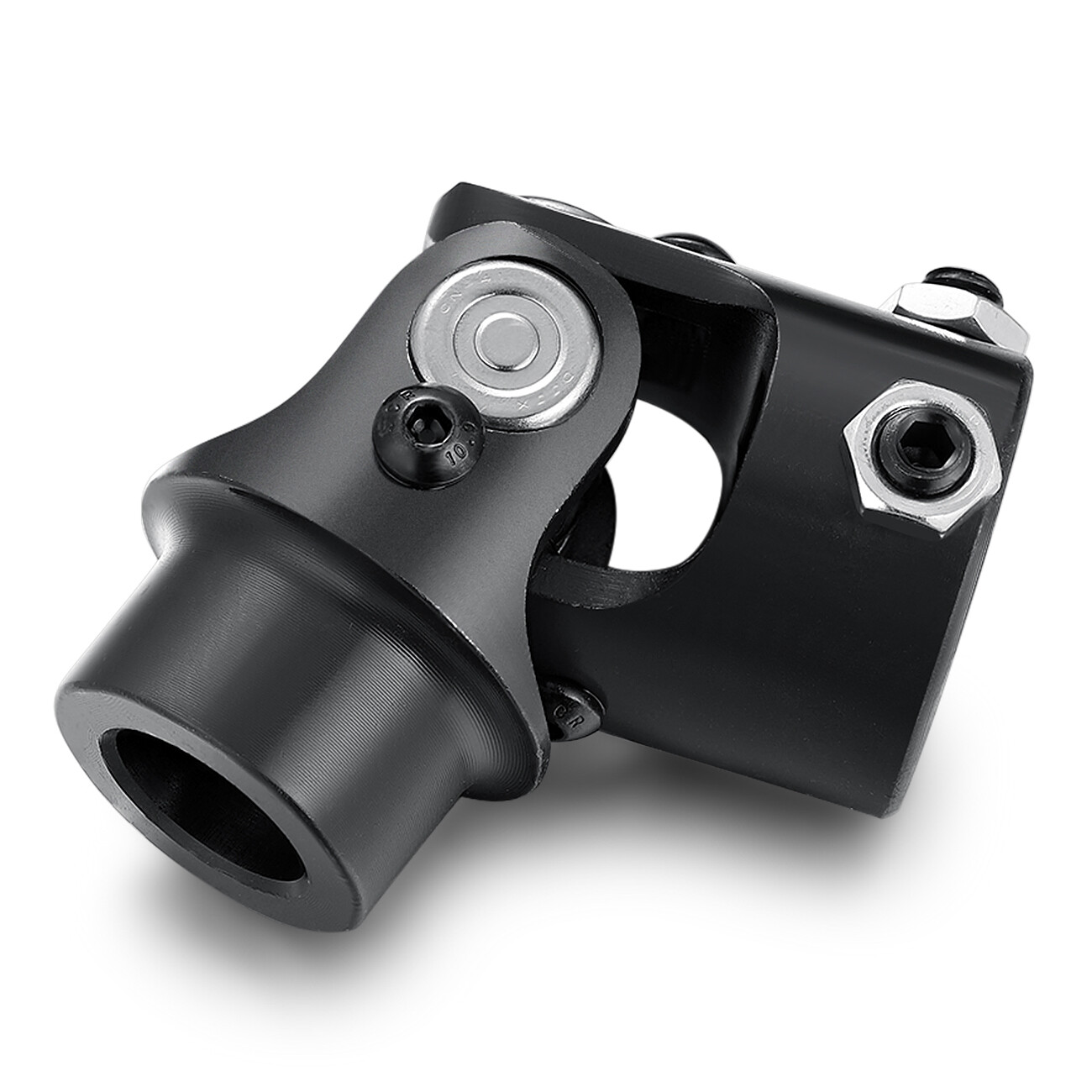 Black Steel Single Steering Shaft Joint 1″DD x 3/4″ Smooth Round U Joint Coupler