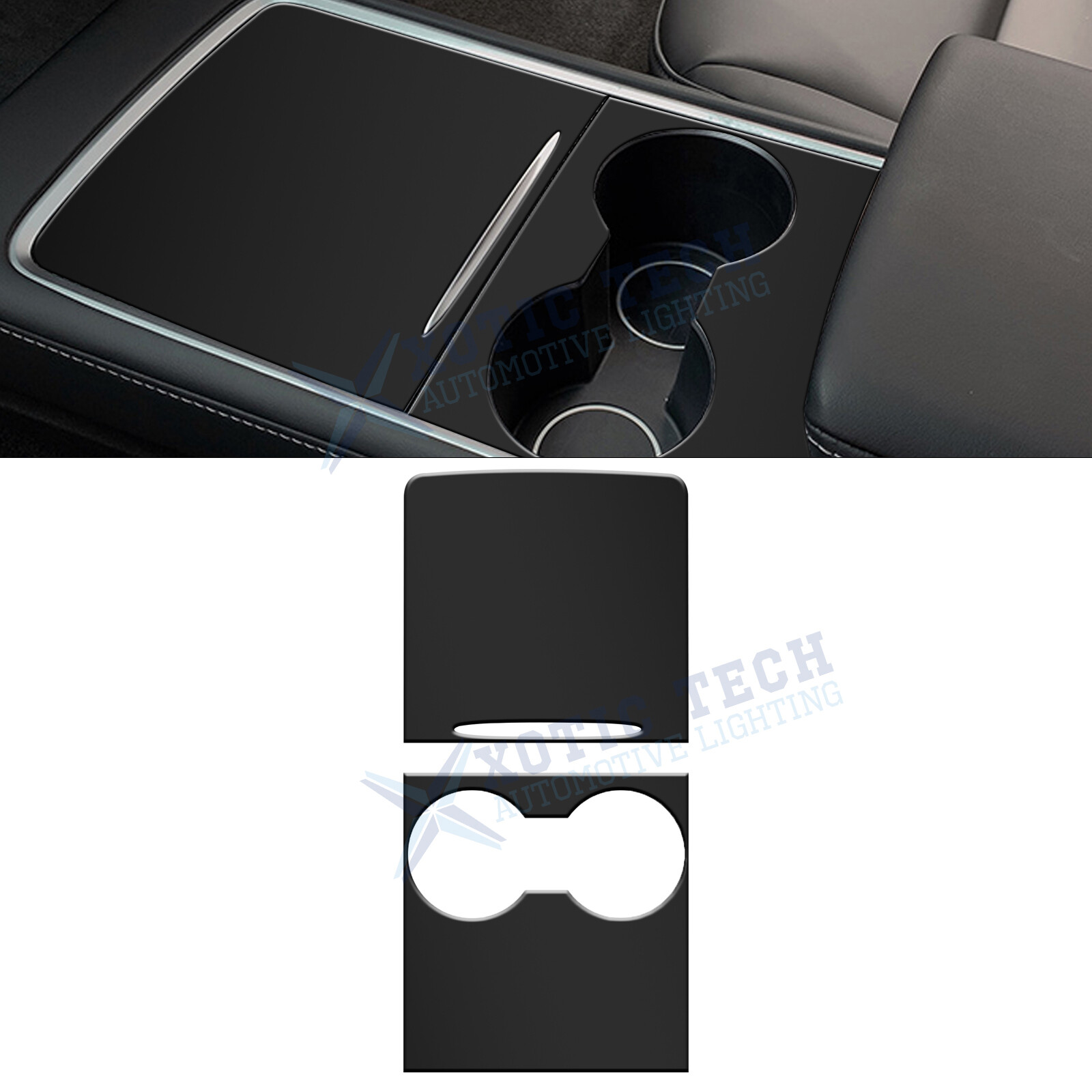 Steel+ABS Matte Black Center Console Cover For Tesla Model 3 2021-23 & Y 2021-up