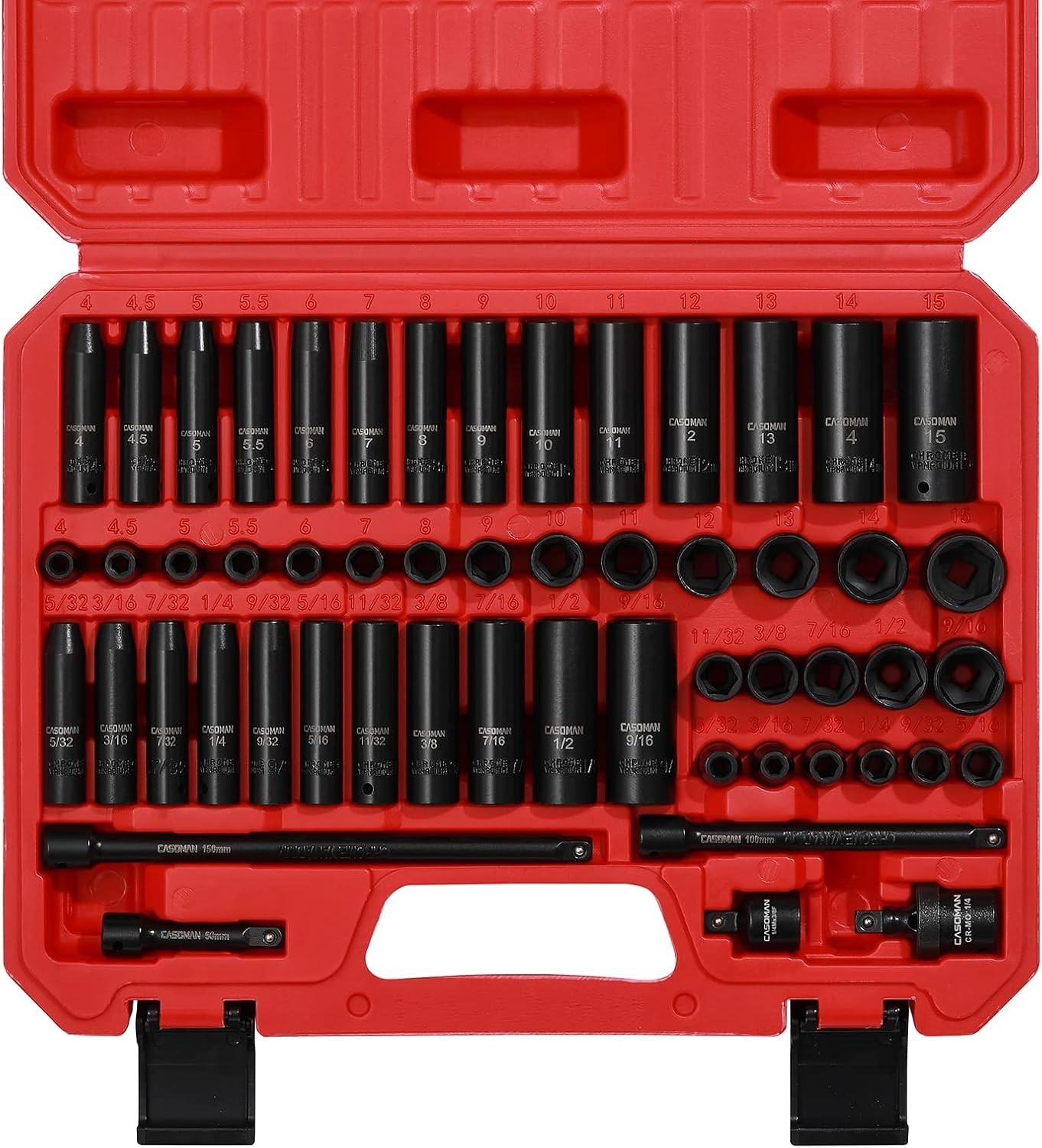 55PCS Socket Set, 1/4-Inch Drive, Cr-V Steel with Deep & Shallow Sockets