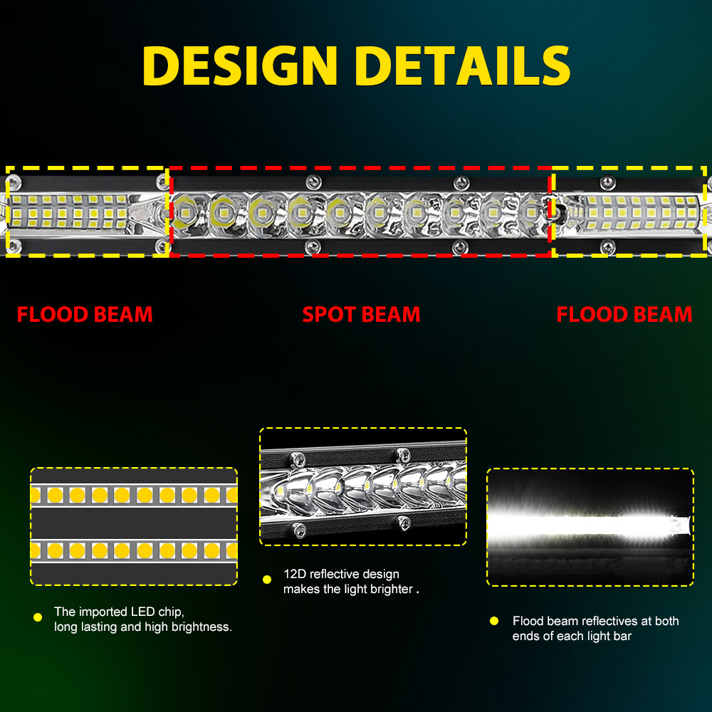 10inch LED Light Bar Slim Spot Flood Combo Work SUV Boat Offroad Driving ATV 4WD