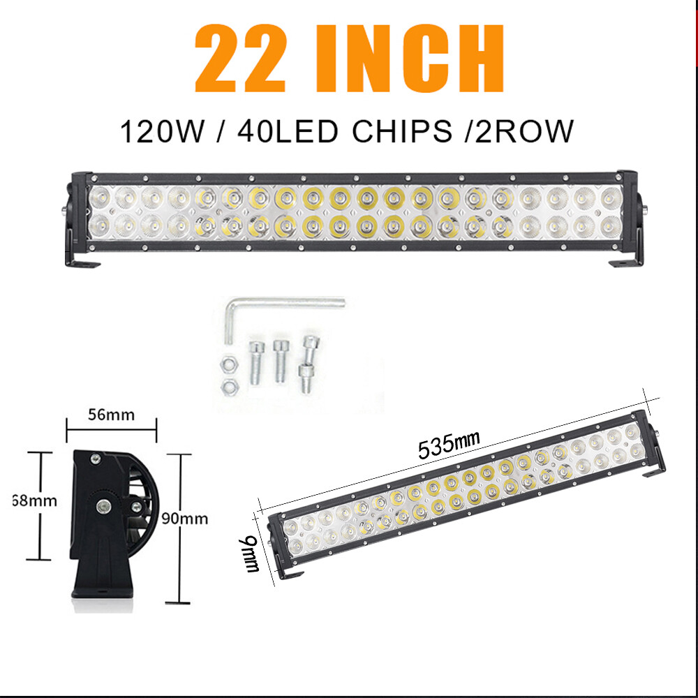 22″inch 1200W LED Light Bar Dual Row Spot Flood Combo Work 4WD Truck SUV ATV 24″