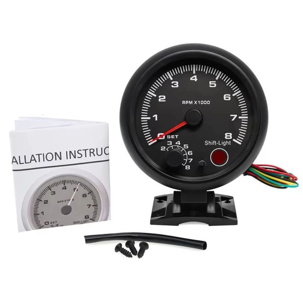 12V 3.75 inch Car Auto Tachometer with Shift Light 8000 RPM Gauge Meter Blue LED
