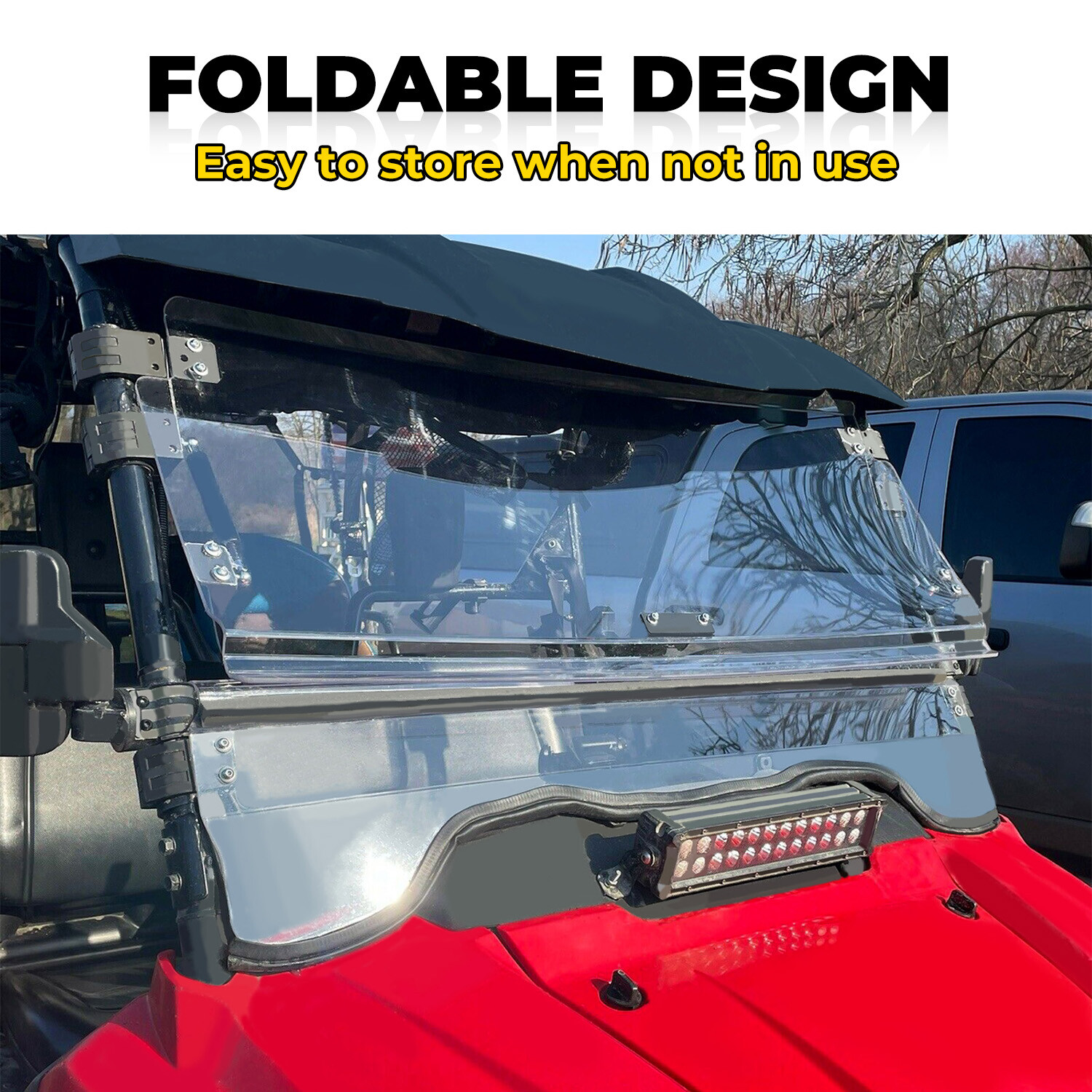 Clear Flip Windshield Scratch Resistant For 14-24 Honda Pioneer 700/700-4 Models