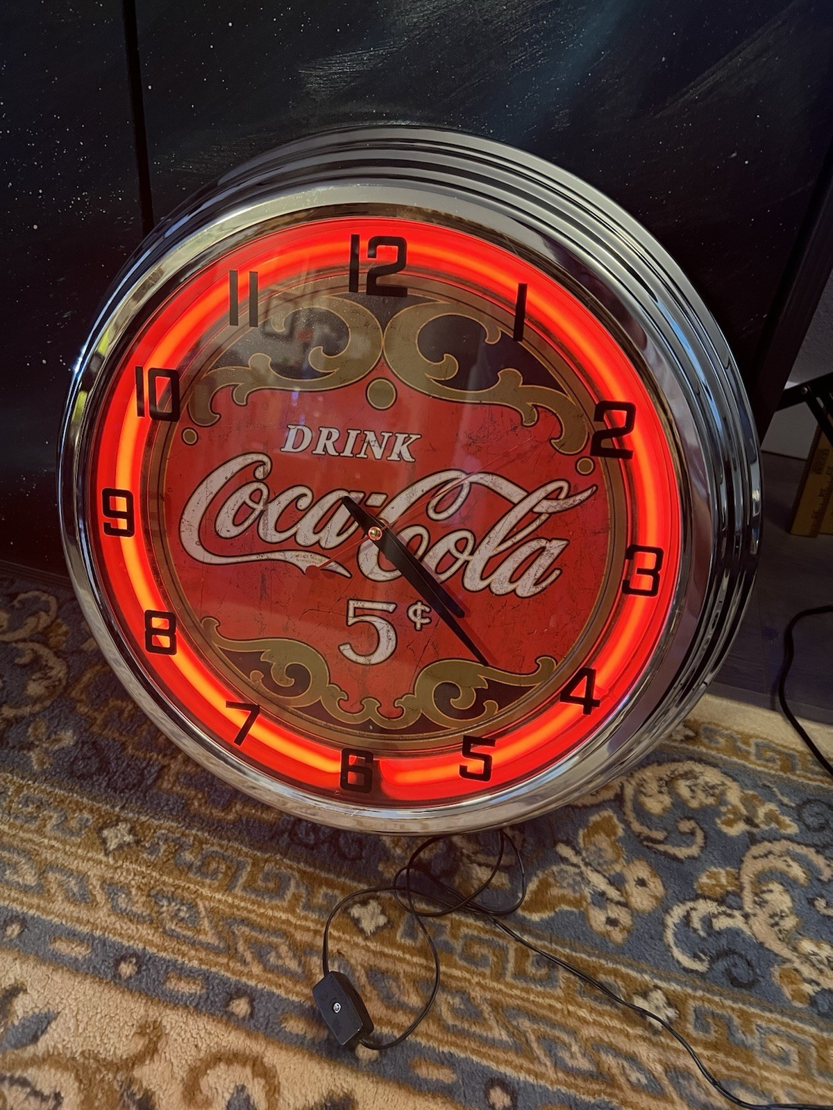 17” Drink Coca-Cola 5 Cent Coke Sign Neon Light Retro Vintage Style Clock