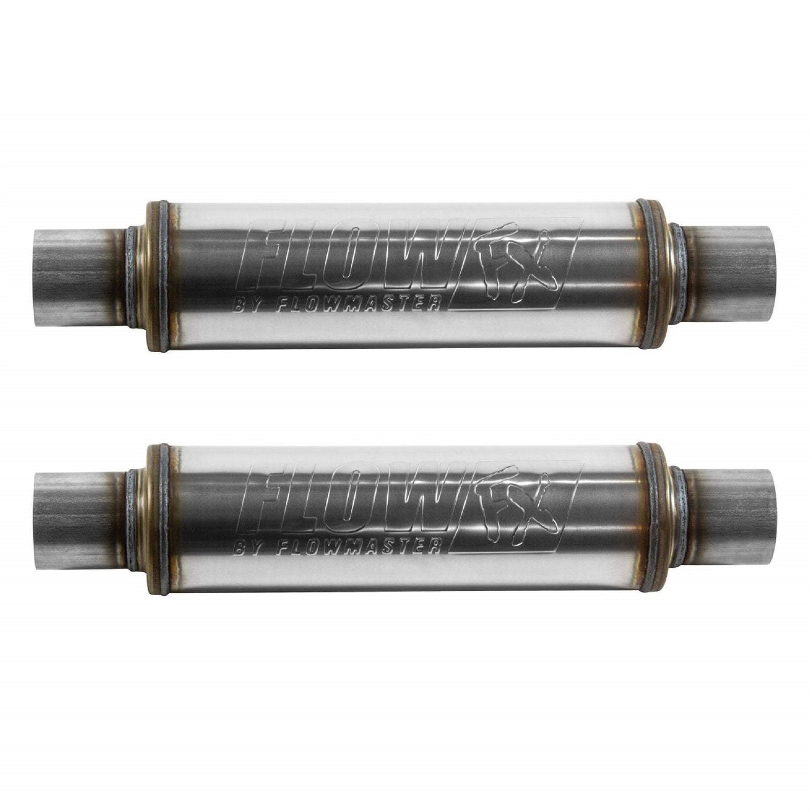 Flowmaster Muffler 14″ Body 2.50 In/Out Center Round Moderate Sound Set 2 Pcs