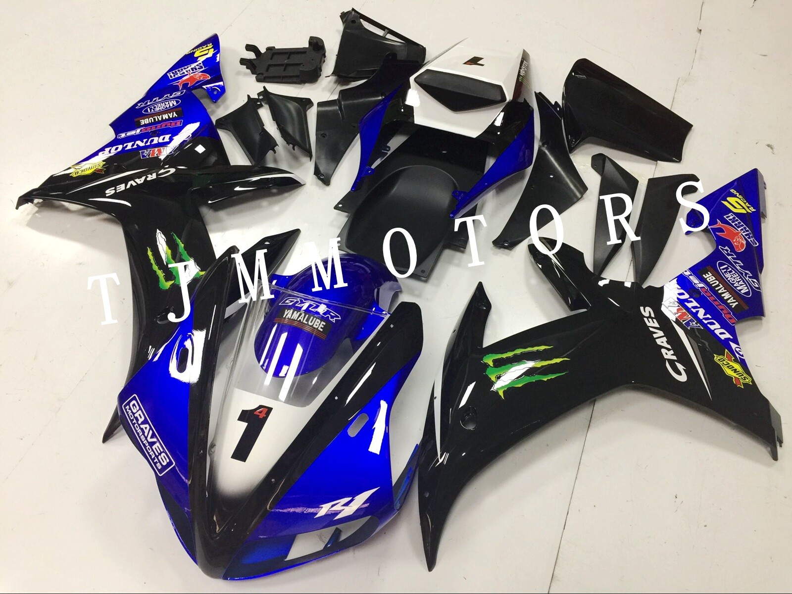 For YZF R1 2002 2003 Blue Black Graves ABS Injection Mold Bodywork Fairing Kit