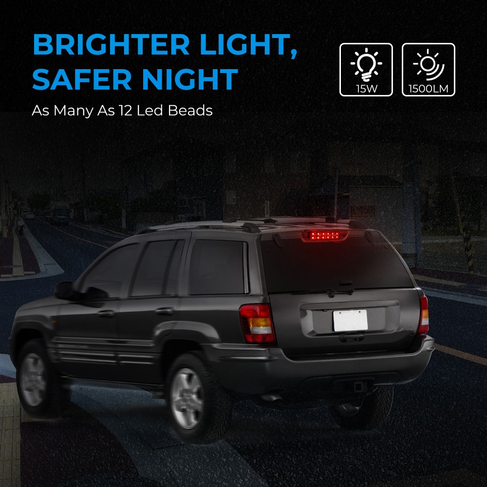 For Jeep Grand Cherokee 1999-2004 LED 3rd Third Brake Light Rear Lamp Kit 1500LM