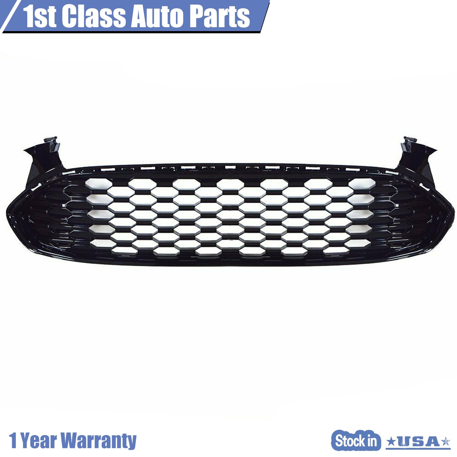 Front Grille Honeycomb Style Glossy Black For 2013 2014 2015 2016 Ford Fusion