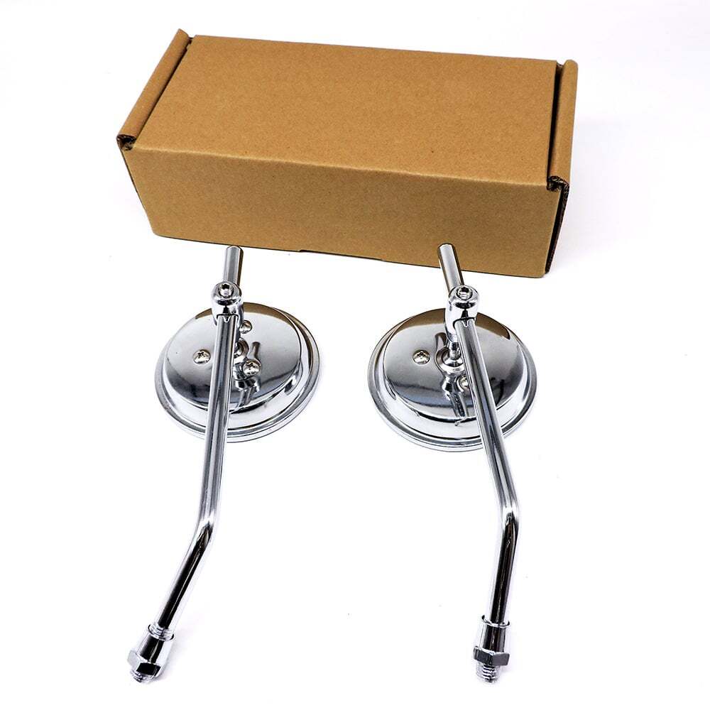 CHROME MOTORCYCLE ROUND REARVIEW SIDE MIRRORS 10MM UNIVERSAL FOR HONDA Kawasaki