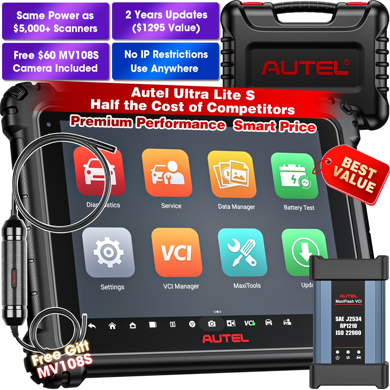 ⭐⭐⭐⭐⭐【2-Year Update】Autel ULTRA Lite S JVCI+ 2026 Diagnostic Scanner New Version