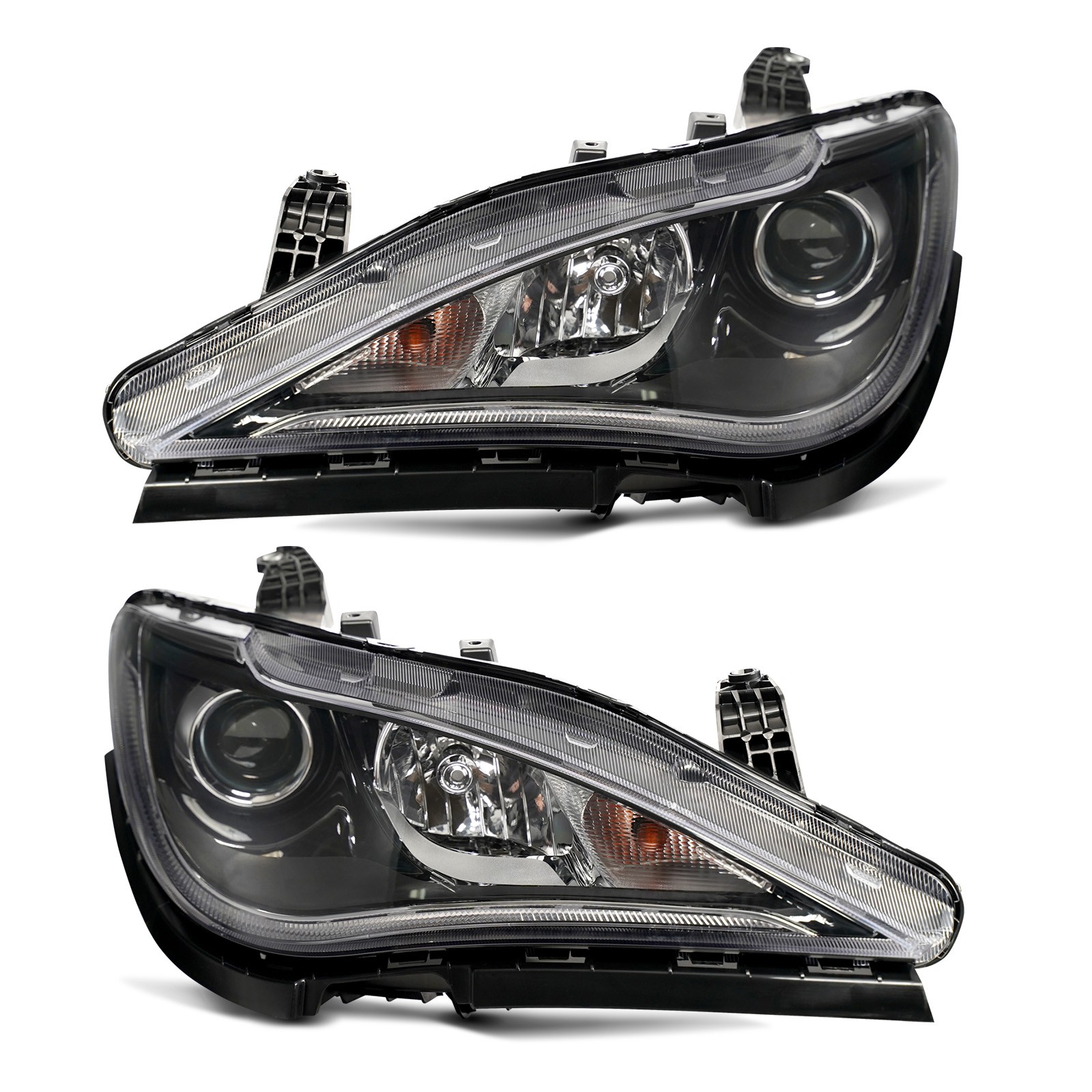 For 2017-2020 Chrysler Pacifica Halogen Headlight w/Quad Lamp w/ Black Trim Pair