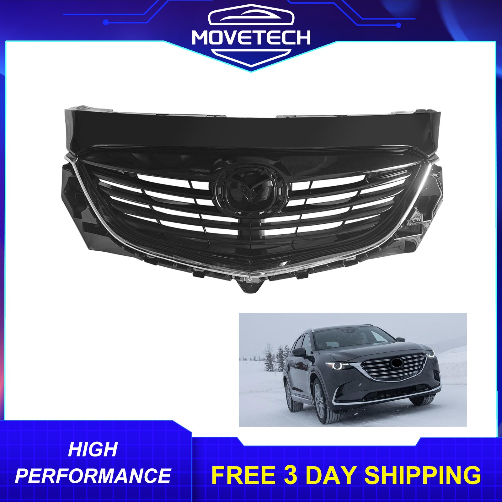 Front Upper Grille Plastic Painted For 2013-2015 Mazda CX-9