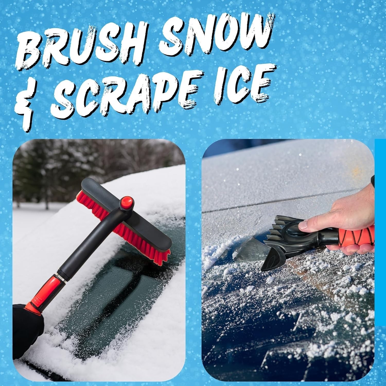 Winter Warrior Ice Scraper & Snow Brush – Telescopic to 28” for Extreme Weather