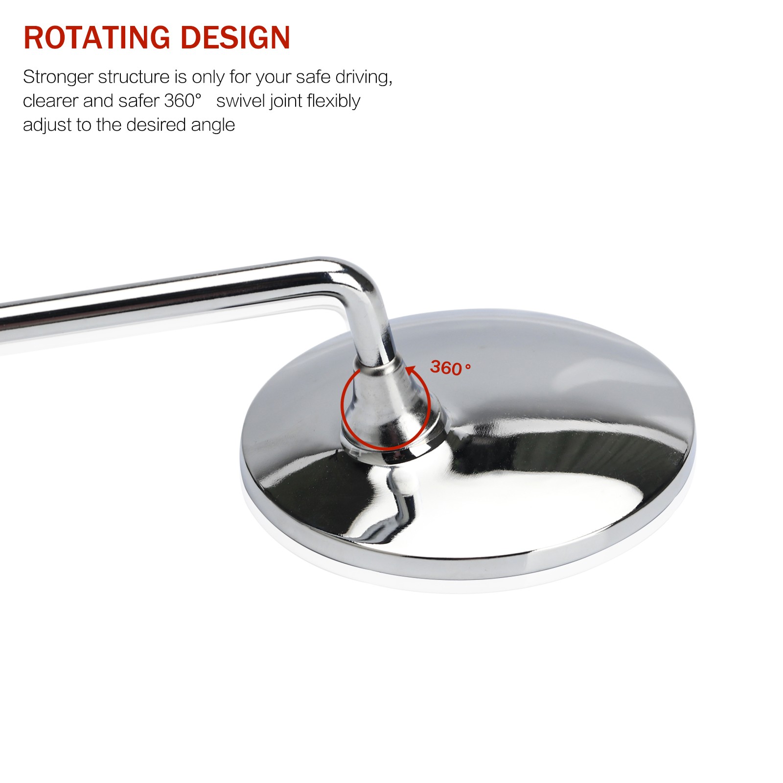 Chrome 10MM Universal Motorcycle Classic Round Long Stem Rearview Side Mirrors