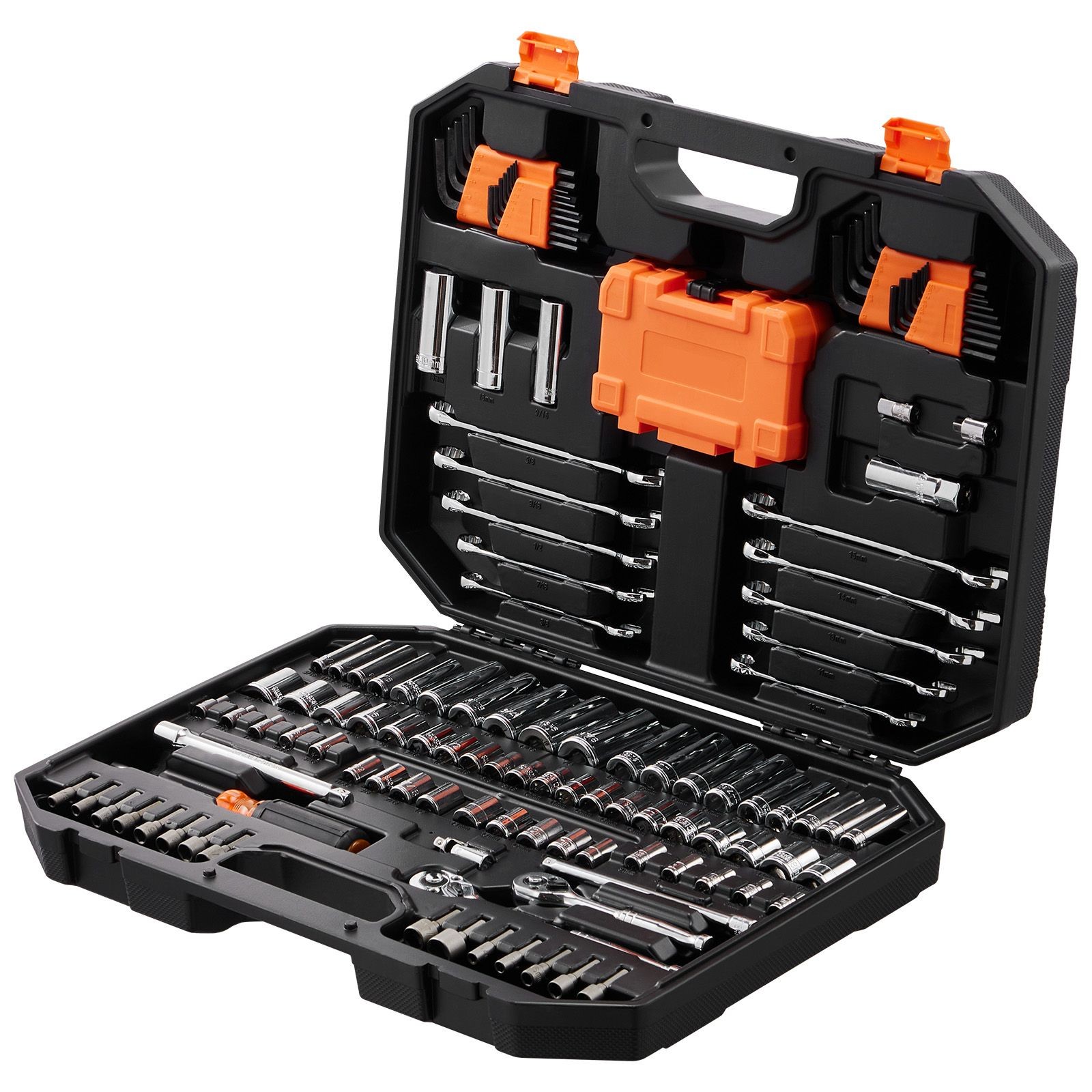 Mechanics Tool Set and Socket Set 1/4 3/8inch Drive 145 Pcs SAE and Metric Kit