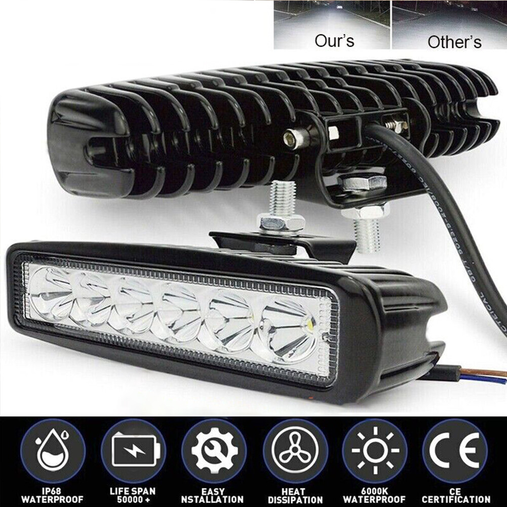 US 2-4 Pack 6” LED Work Light Bar 18W Lamp Flood Spot Work Driving Fog SUV ATV