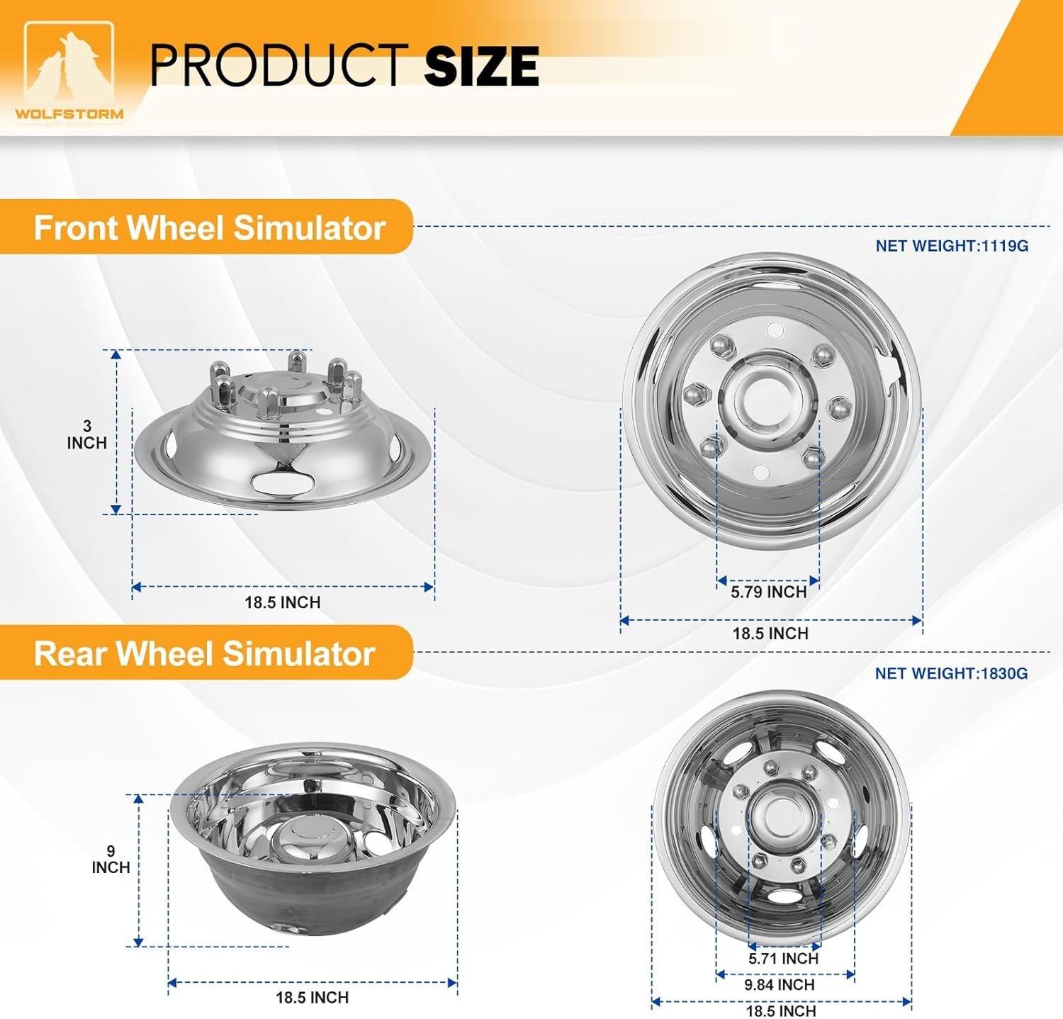 17” Dual Stainless Wheel Simulator for 2011-2025 Chevy GMC 3500 Over-The-Lug