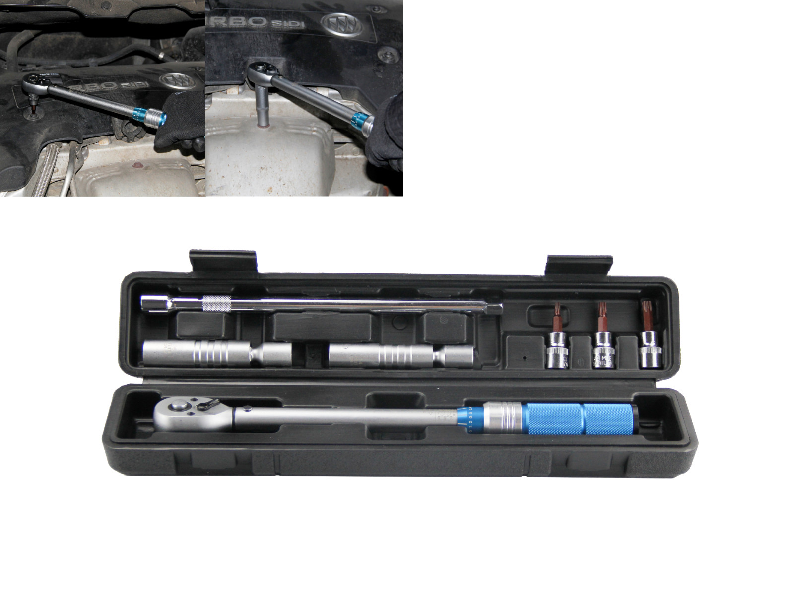 3/8 Inch Drive Click Torque Wrench Set with 14/16mm Magnetic Spark Plug Sockets