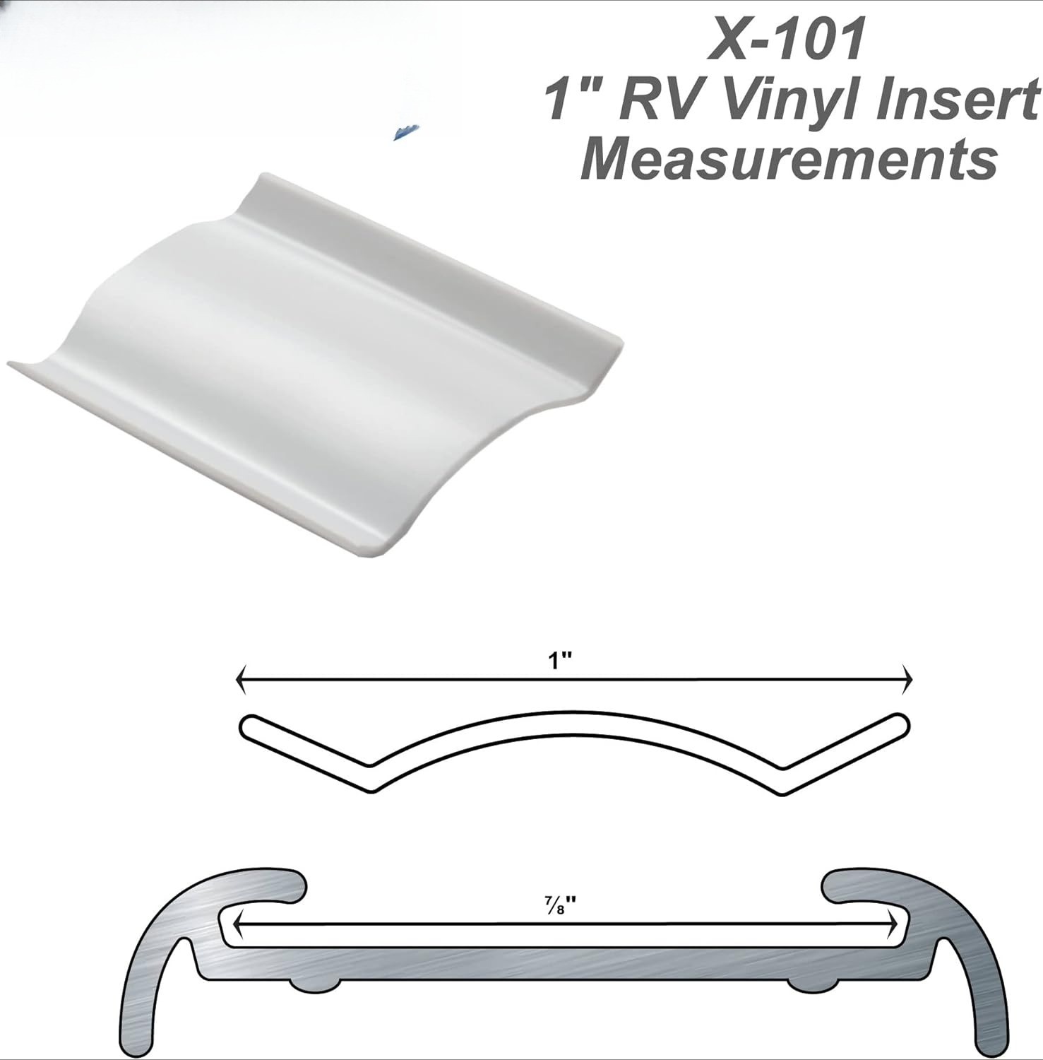 1″ RV Vinyl Trim Insert | UV Protection | Roof Trim (100′, White)