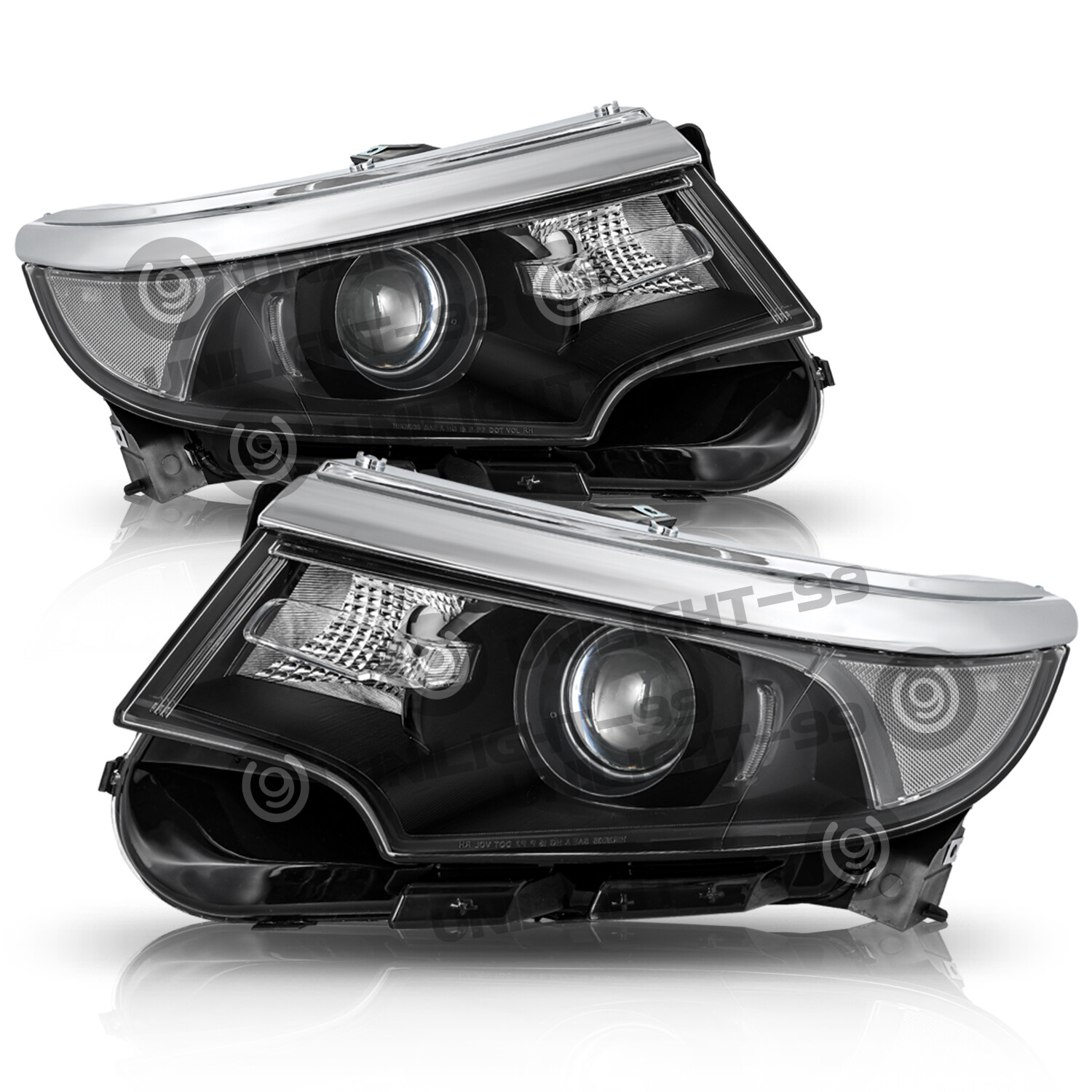 Halogen Model For 2011 2012 2013 2014 Ford Edge Black Headlight Headlamp Pair