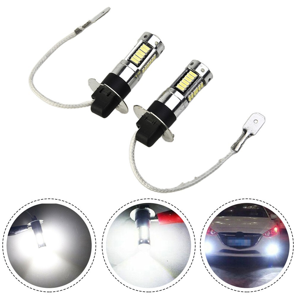 2pc H3 LED Fog Light Bulb Conversion Kit Super Bright Canbus 6000K White 100W
